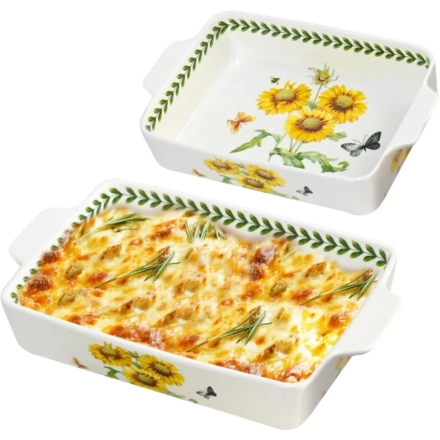 

Ceramic Casserole Dish for Oven, Floral Baking Dishes for Oven Lasagna Pan, Large Baking Dish with Handles, Durable and Oven Saf