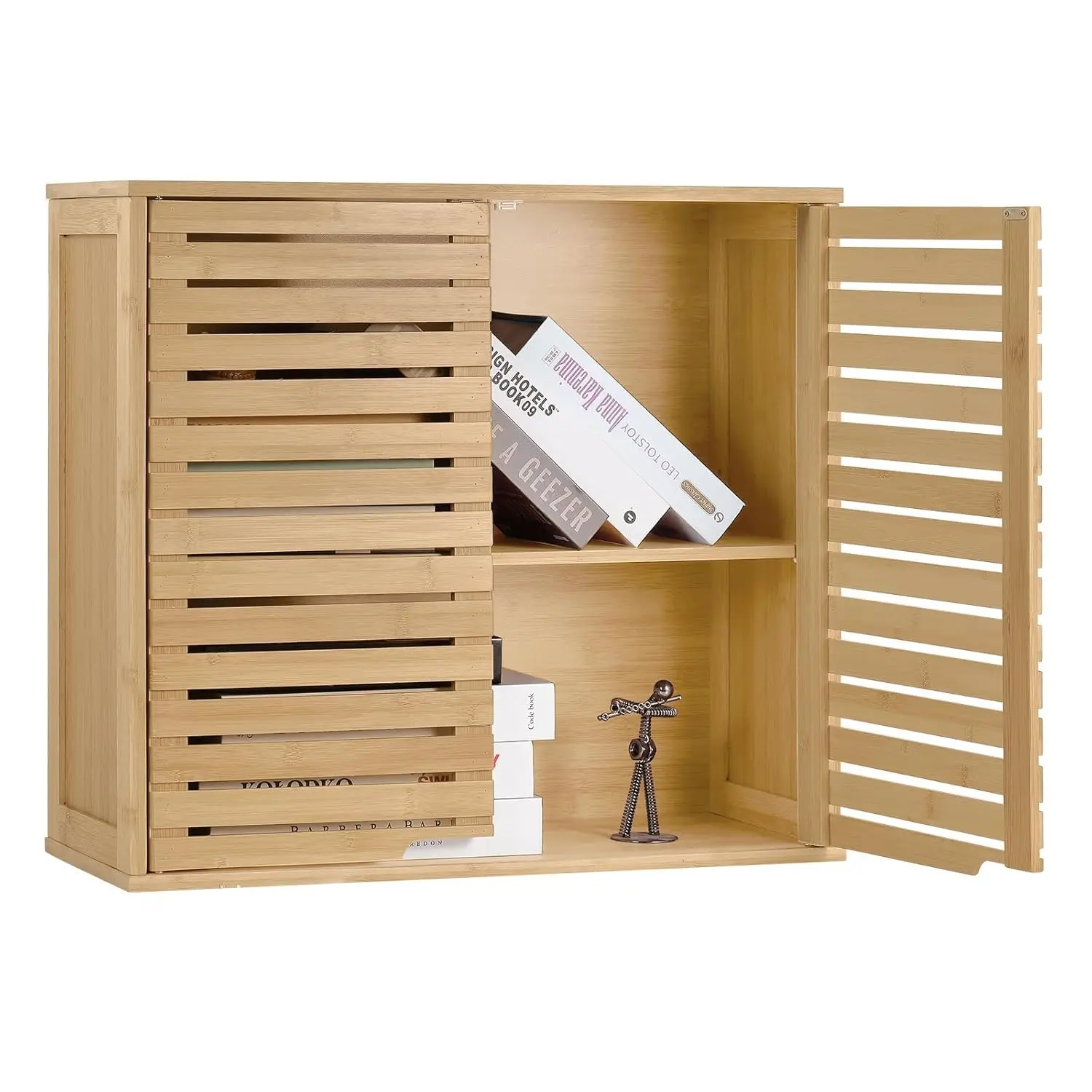 

Wall Mounted Bamboo Bathroom Cabinet Over Toilet Storage Organizer Adjustable Shelves,Customized