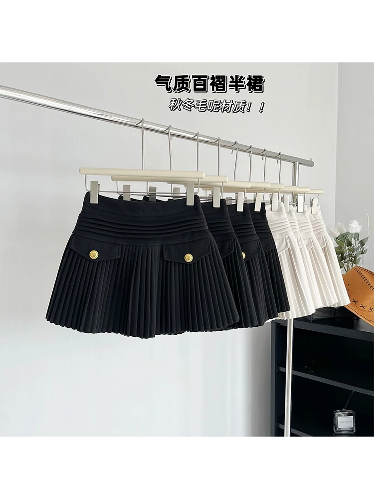 

Fall Winter Women Vintage Korean Mini Old Money Preppy Skirt 2000s Aesthetic Office Lady Coquette Gyaru Y2k Streetwear A-line