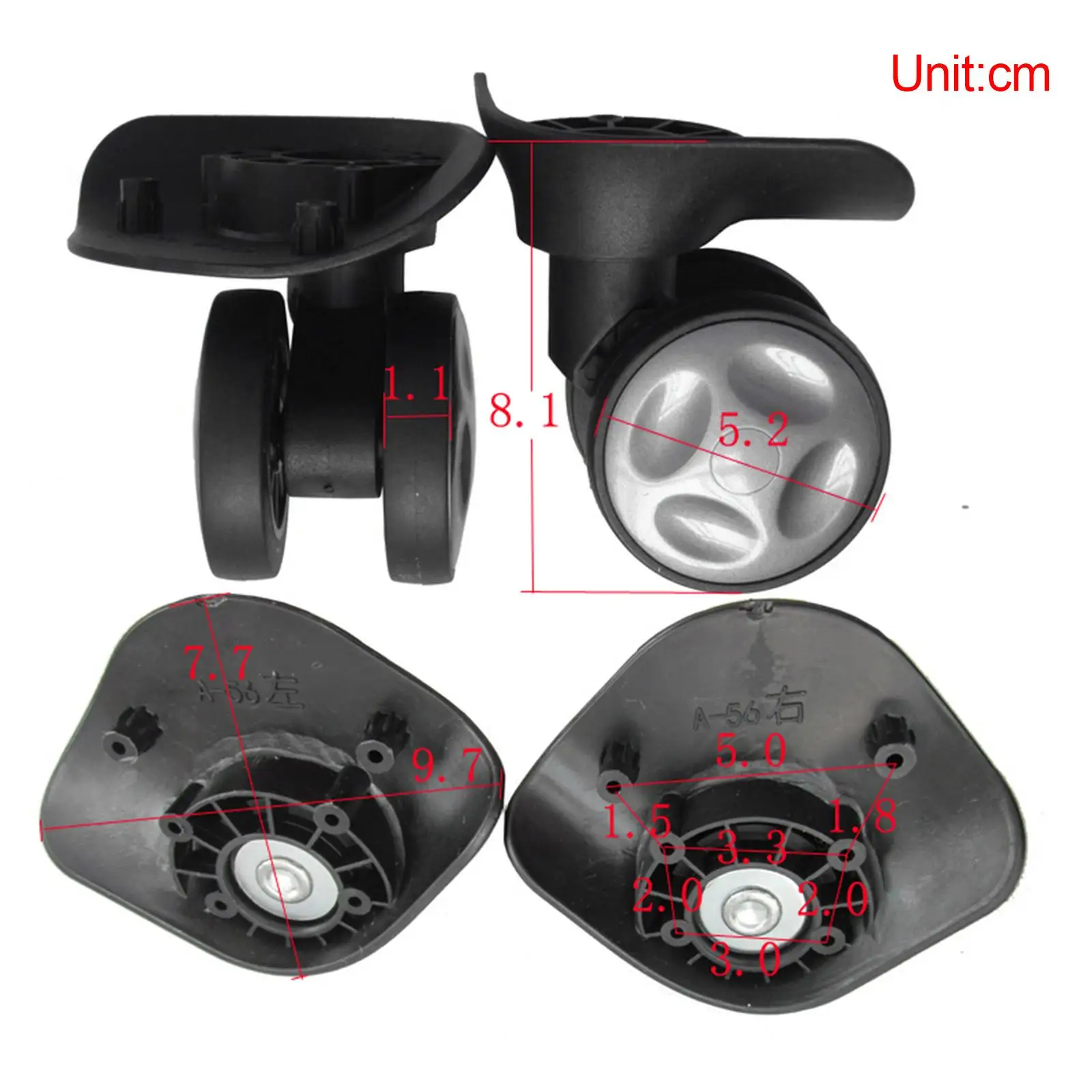 Set of 1 Pair Luggage Wheels with Swivel Functionality for Travel