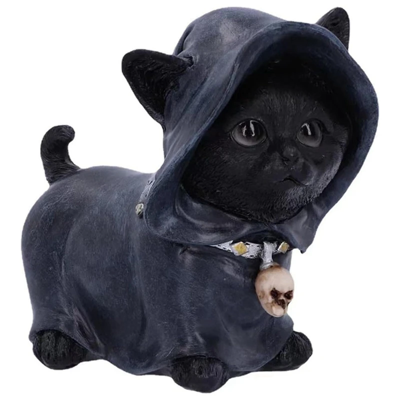 

New Halloween Cat Cape Statue, Cat Skull Pendant Statue, Cat Statue, Halloween Home Desktop Decoration