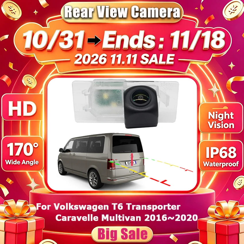 HD 1080×720P Fisheye Rear View Camera For Volkswagen For VW T6 Transporter Caravelle Multivan 2016 2017 2018 2019 2020 Car