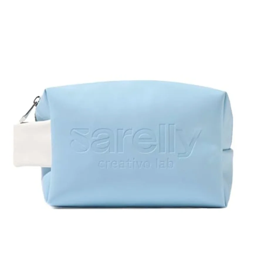

Мини-косметичка синяя из веганской кожи с отделениями, герметичная, Sarelly Creativo Lab