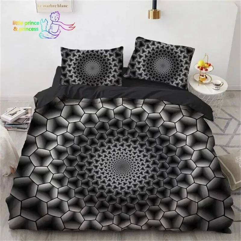 Abstract Geometric 3D Print Honeycomb Bedding Set Single Twin Full Queen King Size Bed Set Adult Kid Bedroom Bedding Gift