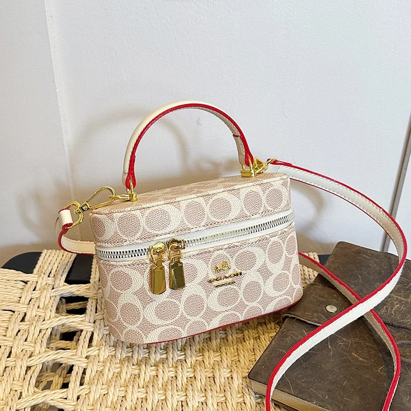 Vintage Circle Pattern Mini Box Handbag 2026 New Arrival Fashionable Elegant Versatile Minimalist Top Handle Crossbody Bag