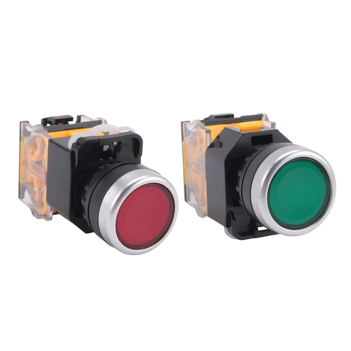 AA80 2pcs 22mm Mount 10A 380V DPST Red Green Momentary Push Button Switch