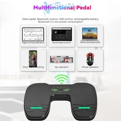 Wireless Page Turner Pedal Portable Music Page Turner for Tablets Smartphones BT Foot Page Turner Rechargeable & Anti-Skid Pad