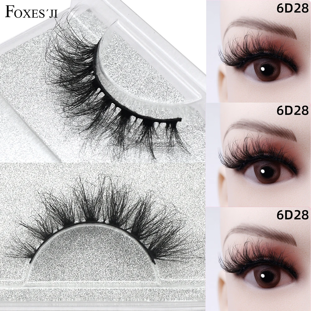 FOXESJI Eye Lashes Messy Fluffy Soft 6D Mink Fake Lashes Extension Natural Mink False Eyelashes High Volume Strip Lashes Lash