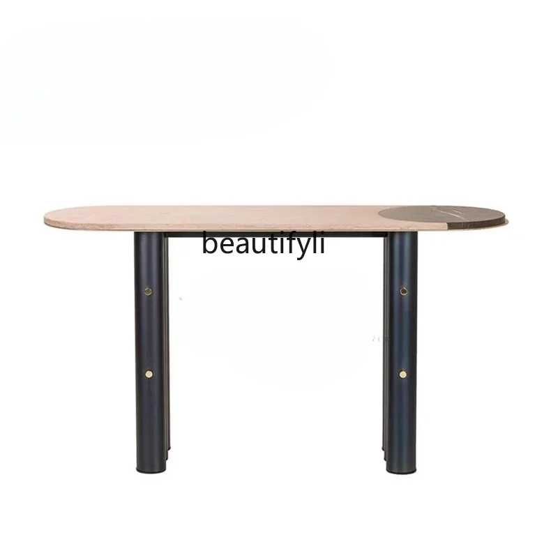 

ss25 Italian light luxury marble entrance table modern designer model house entry door creative end view table