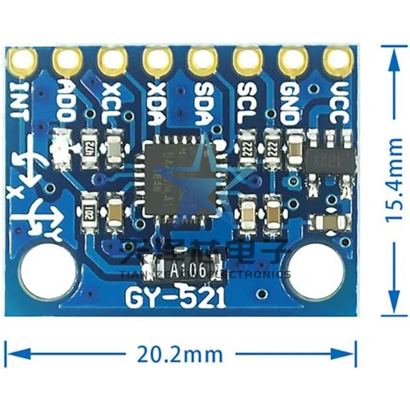 Gy-521 Mpu-6050 Modul Dreiachsiges Beschleunigungsgyroskop 6Dof-Modul mit Code-Schematischem Diagramm