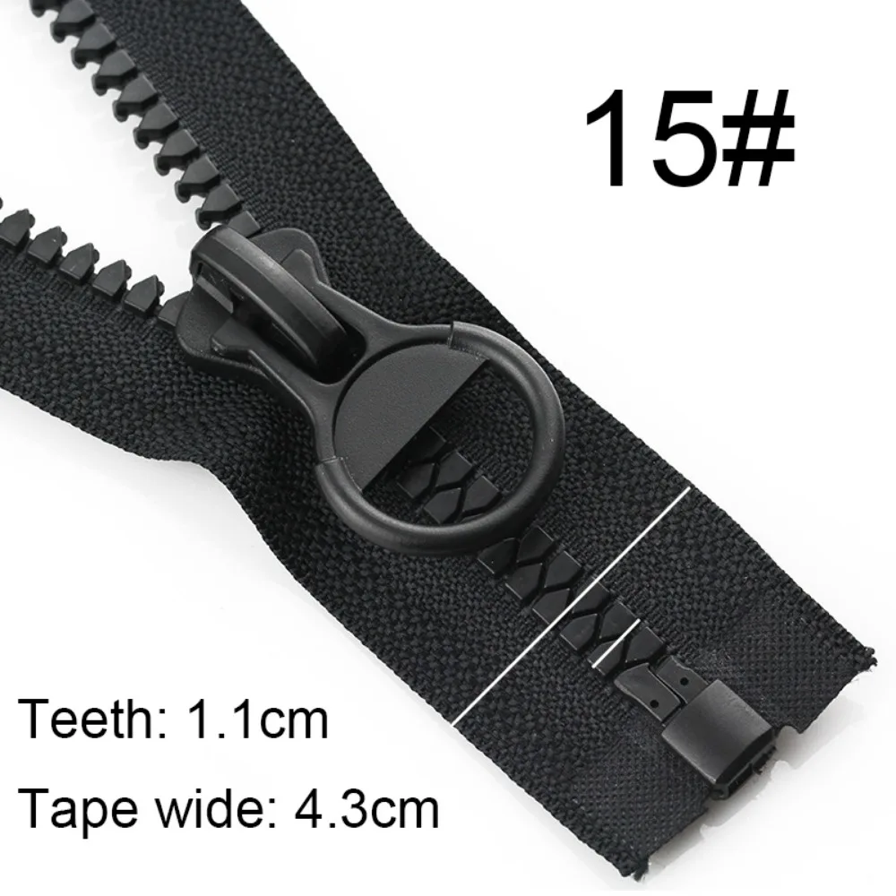 8# 15# Black Resin Open-End Zippers Heavy Duty Single Zipper for Down Jacket Coats Tailoring Sewing Supplies Accessories