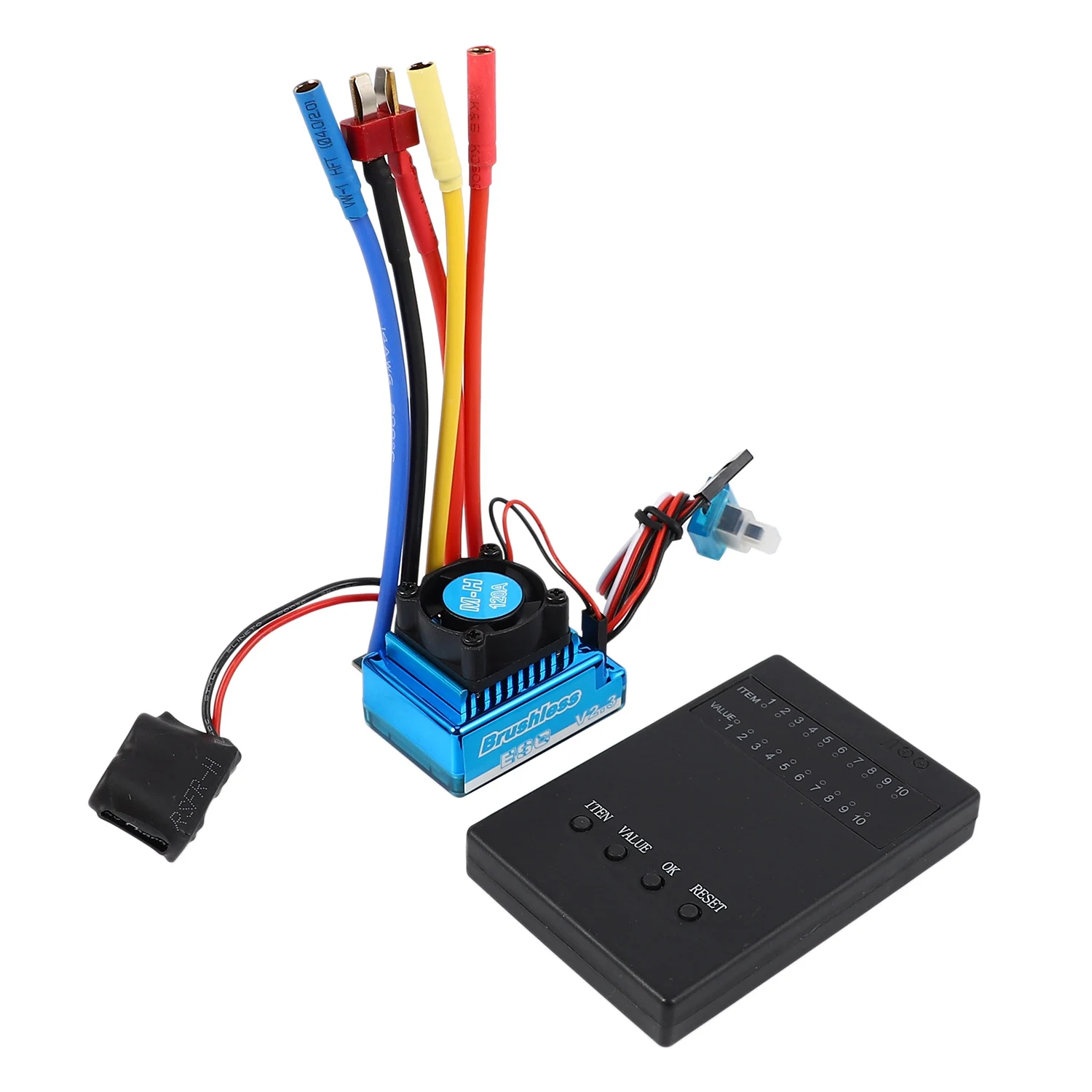 1:10 Car 120A Waterproof Brushless Esc + Program Card Combination Details, For 1/10 Rc Car