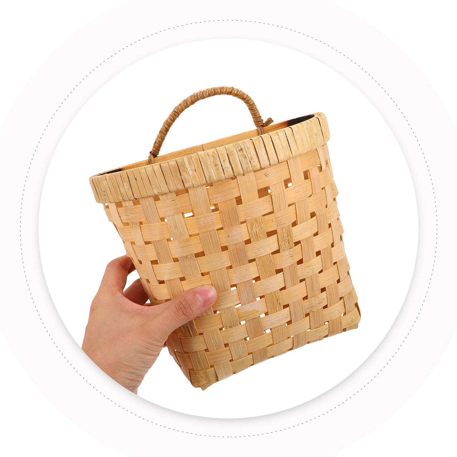 

Handwoven Bamboo Wall Hanging Basket Decorative Storage Organizer Planter Flower Pot Stand House Garden Wedding Wall Decor