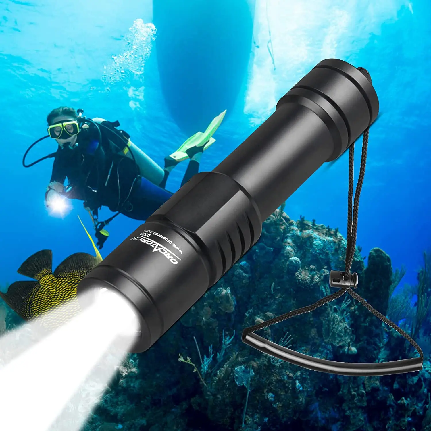 ORCATORCH Scuba Diving 1000 lumens D520 CREE LED Flashlight Torch Underwater 150-Meter Waterproof Search Night Dive Freediving