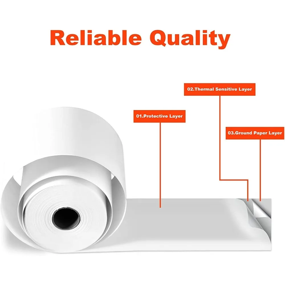 لفات ورق الإيصالات الحرارية، 2.25 بوصة × 85 بوصة، 100 لفة، متوافقة مع أطراف بطاقة الائتمان