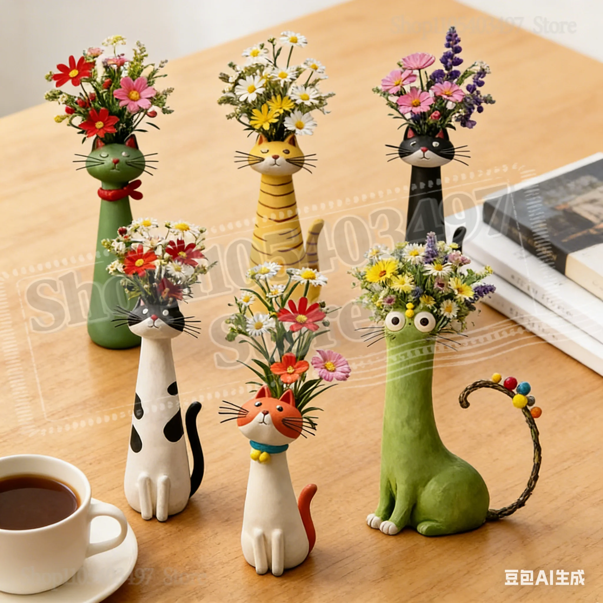 

Handmade Quirky Cat-shaped Vase,Funny Cat-shaped Vases, Vase Ornaments, Home Office Decoration, Cartoon Animals