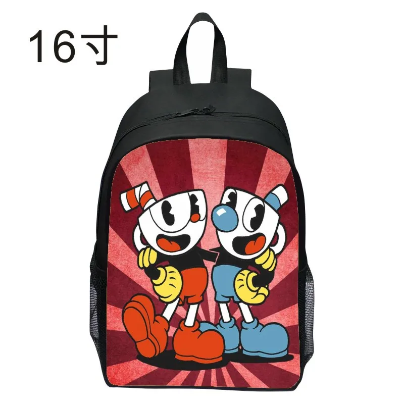 新しいプリントティーカップヘッド Cuphead パターンバックパック漫画 12 年生軽量バックパックワンピースドロップシッピング