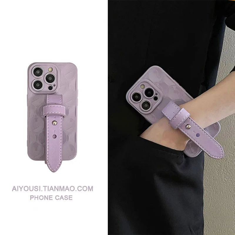

Gentle Cream Purple Wristband for iphone 14 case 13 apple 12 iphone 11 premium feel apple 14pro silicone 13pro