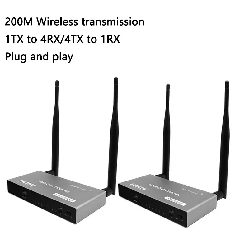 

200M Wireless Wifi KVM Extender Video HDMI-compatible Transmitter Receiver 1TX To 4RX Splitter Multi To One Switch for Laptop