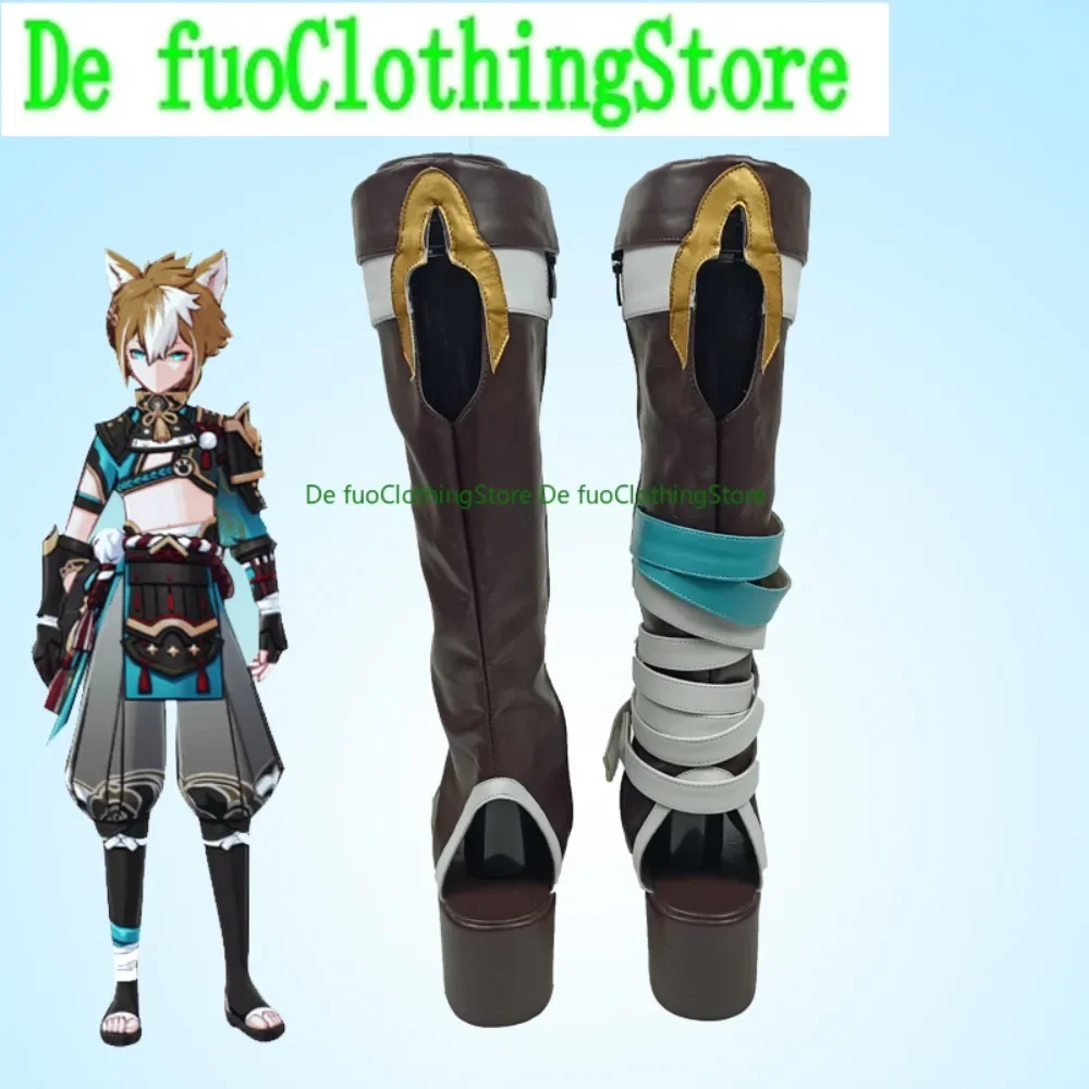 أحذية Genshin Impact Gorou التأثيرية ذات طابع شخصي، ألعاب الرسوم المتحركة، أزياء الهالوين، أحذية الدعائم للحفلات، ملابس Defu