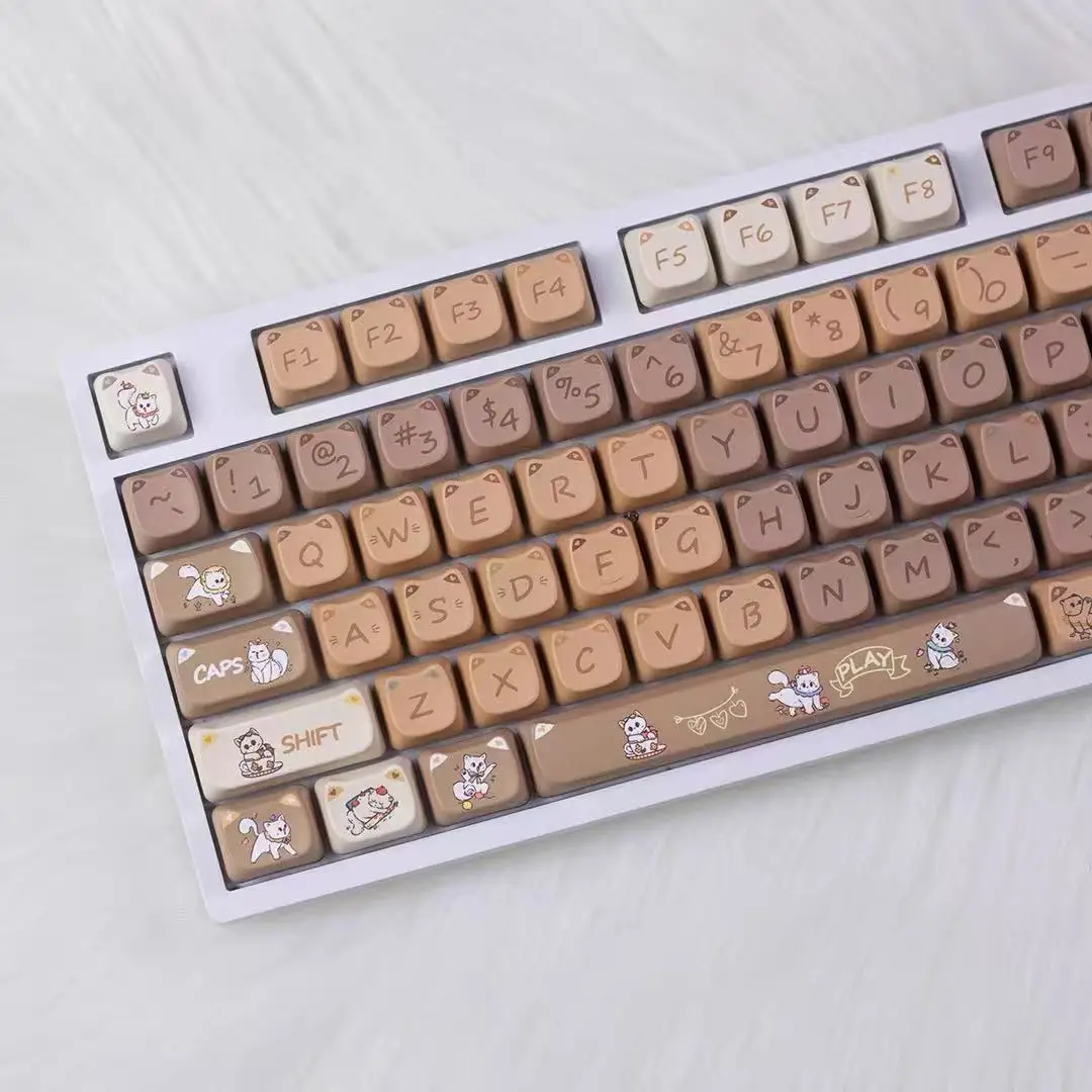 

MAO Naughty Cat Keycaps Cute For Gaming Mechanical Keyboard PBT Dye Sub Cute Keycap Custom DIY Personalized Cartoon Key Caps