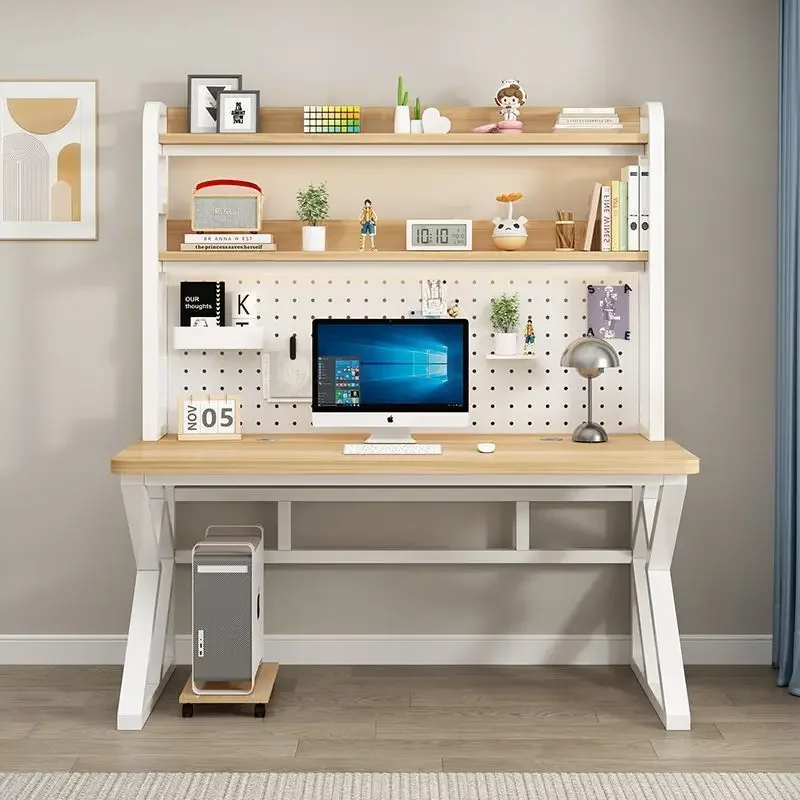 AOLIVIYA Computer Desk Desktop Home Desk Bookshelf Integrated Combination Small Apartment Hole Board Learning Table Bedroom Desk