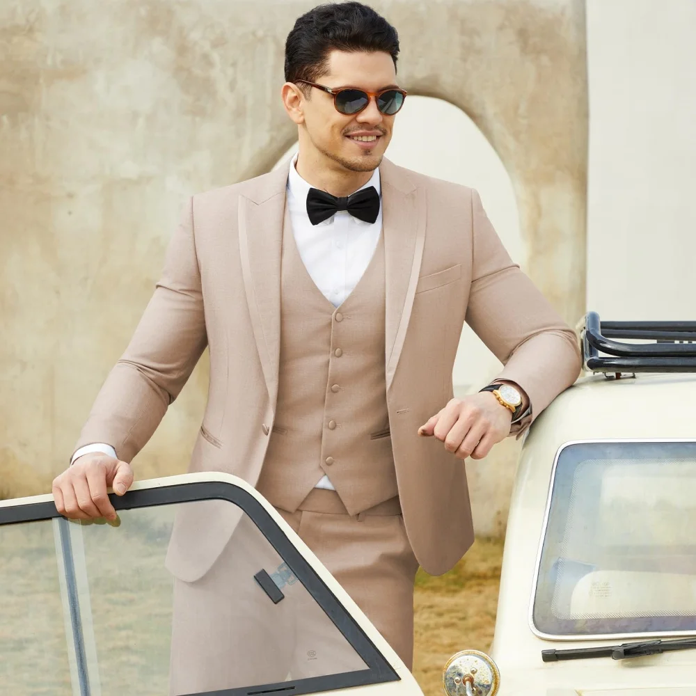 

Мужской приталенный костюм, комплект из трех предметов, мужской обычный пиджак для делового свадьбы, выпускного вечера с галстуком