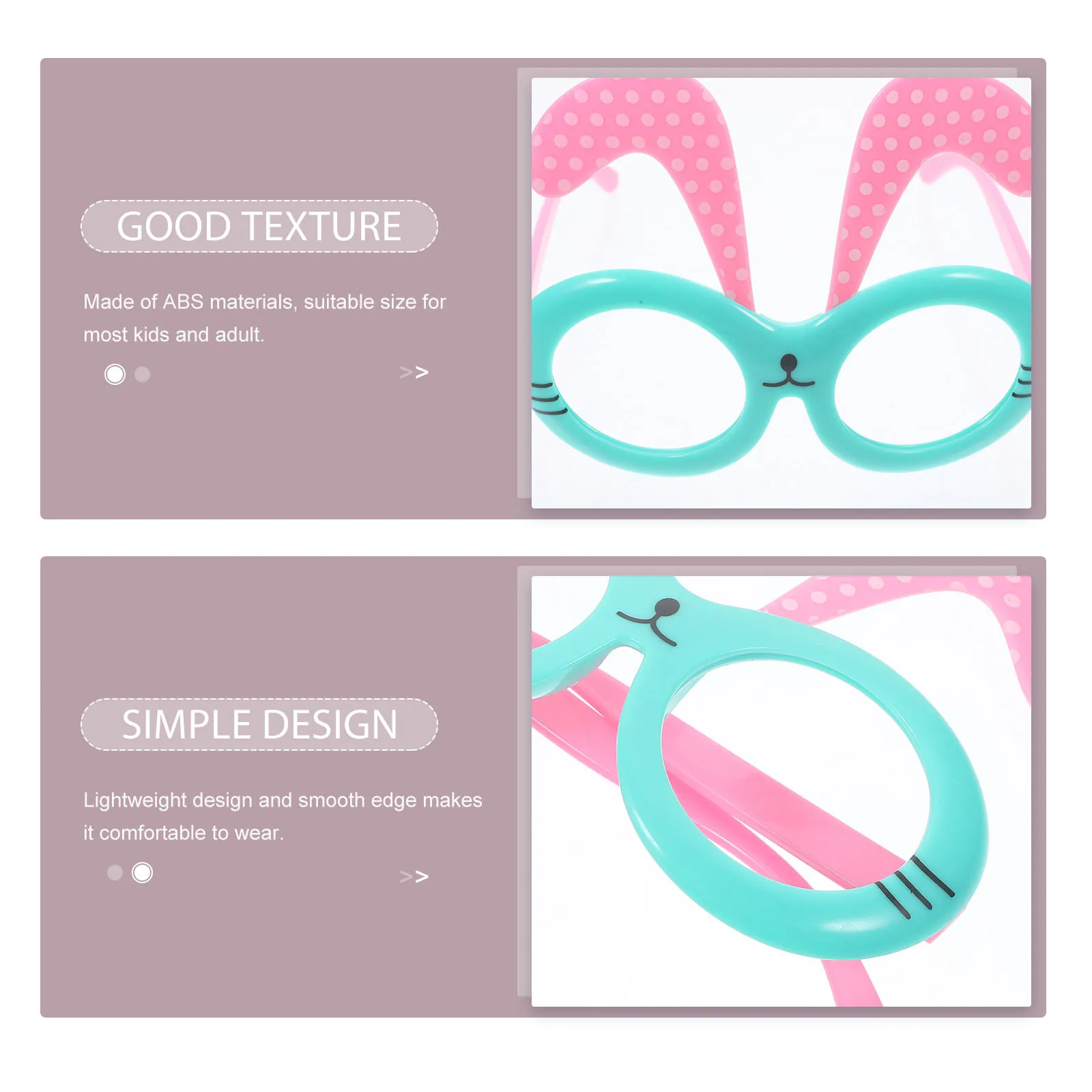 

4 шт., очки с пасхальным кроликом без линз, пластиковая оправа, один размер, подходит для большинства взрослых, удобный декор для вечеринки