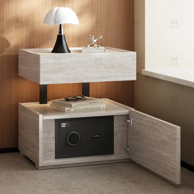 Travertine Surprise Medieval French Safe Bedside Table Suspended Bedroom Password Lock Bedside Cabinet Storage Storage Cabinet