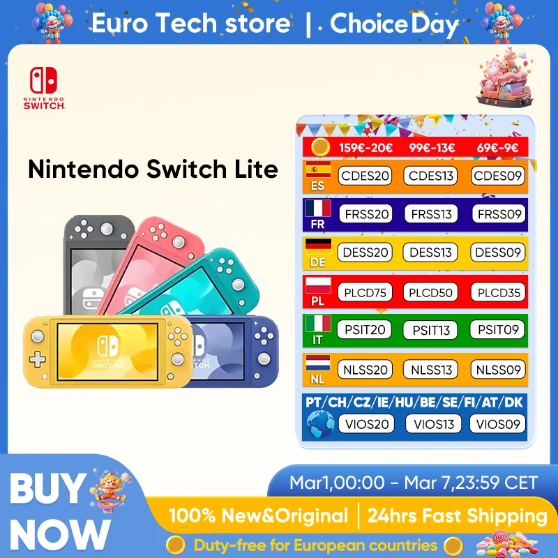 Nintendo Switch Lite Handheld-Spielekonsole, leicht und tragbar, integrierter Joy Con Controller, mehrere Farboptionen