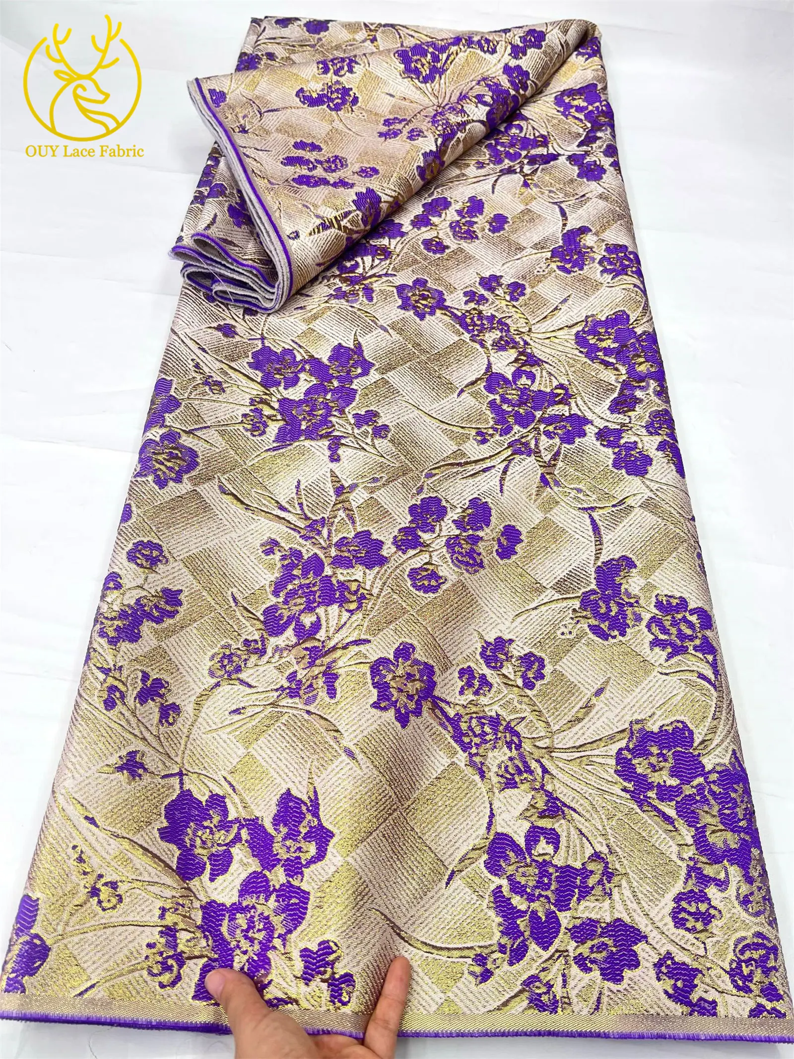 5 Yards Neuer Stil Afrikanischer Jacquard-Spitzenstoff 2026 Hochwertiger Modischer Nigerianischer Spitzenstoff für Damen-Partykleider und Nähprojekte – Detail 6
