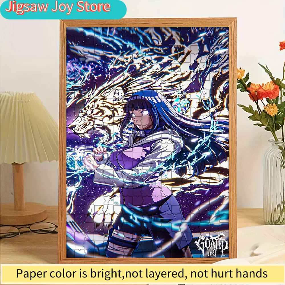

Hinata Hyuga Paper Puzzle, Epic Naruto Anime Character Art of Byakugan Ninja with White Tiger Chakra and Cosmic Background, Prem