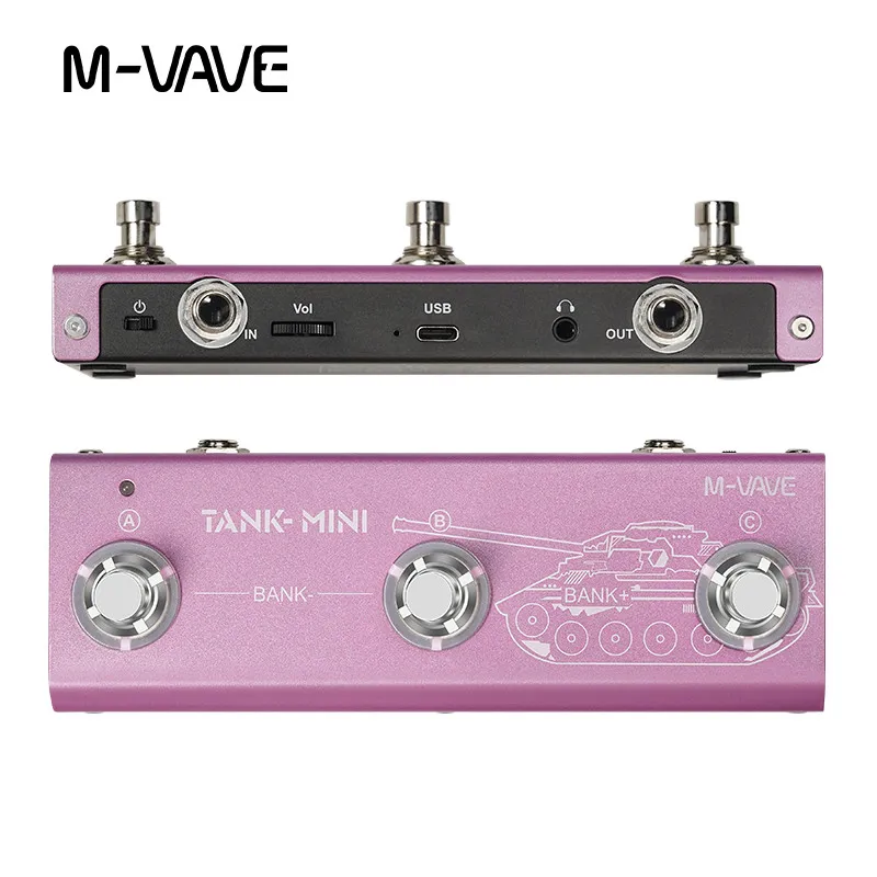 M-VAVE TANK MINI Electric Guitar/Bass Multi-Effects Pedal Supports Tone Presets/Editing Features 6 Effect Modules 5 Delay