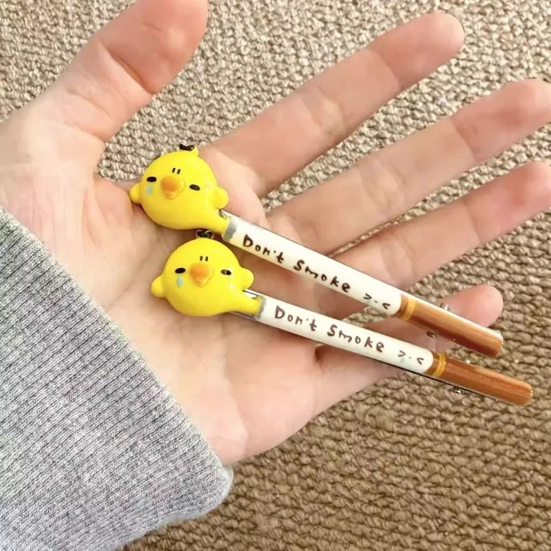 Crying Chick Hair Clips Cartoon Cigarette Shape Hairpins Don't Smoke Hair Accessories for Girls Women Bag Backpack Hat Decor - view 6