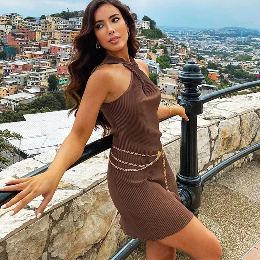 Ele terne Pleated ort Skirt Dr Slimming Bodycon High Waist A-Line Gown Pure Color Summer Season Svel