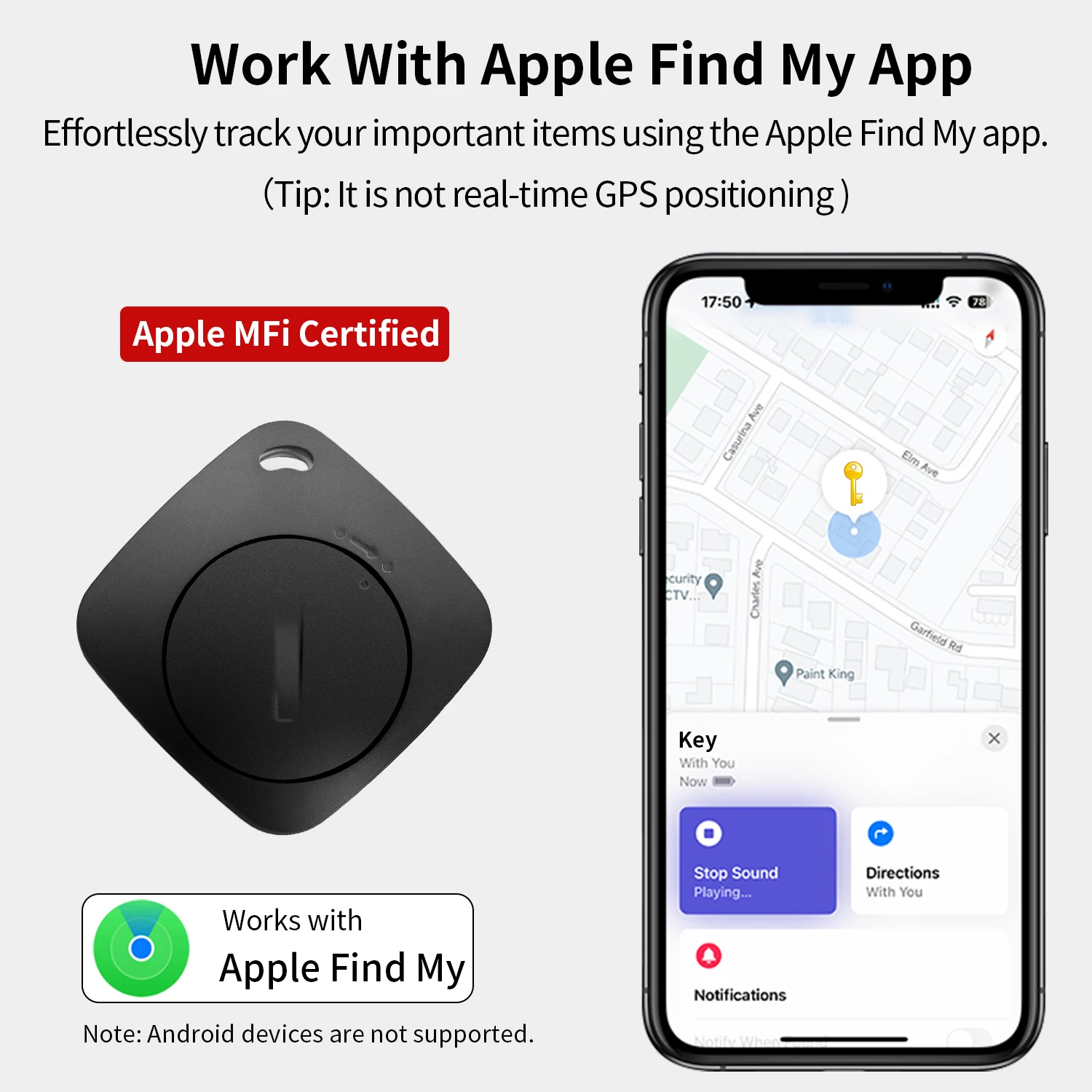 Bluetooth Pet Trackers, Item Locator Works with Apple Find My Global Network Smart AirTag for IOS System Item Finder for Key