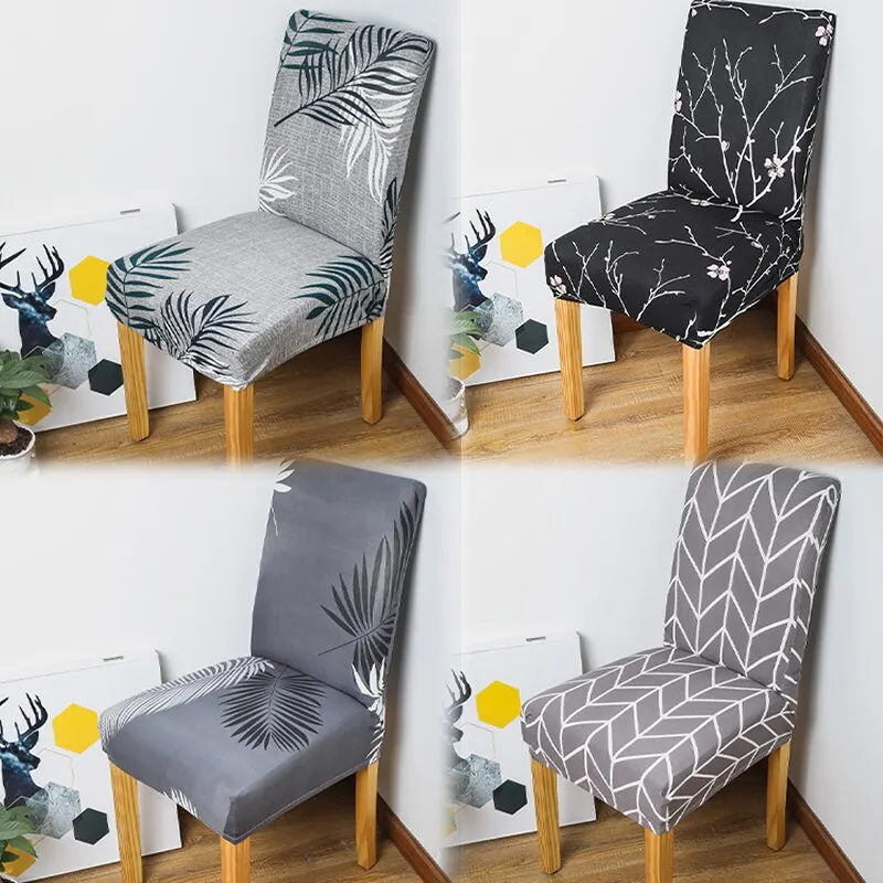 Printed Stretch Chair Cover Big Elastic Seat Chair Covers Office Chair Slipcovers Restaurant Banquet Hotel Home Decoration