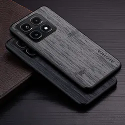 Case for Xiaomi 14T Pro funda bamboo wood PU pattern Leather phone cover Luxury coque for Xiaomi 14T Pro case capa