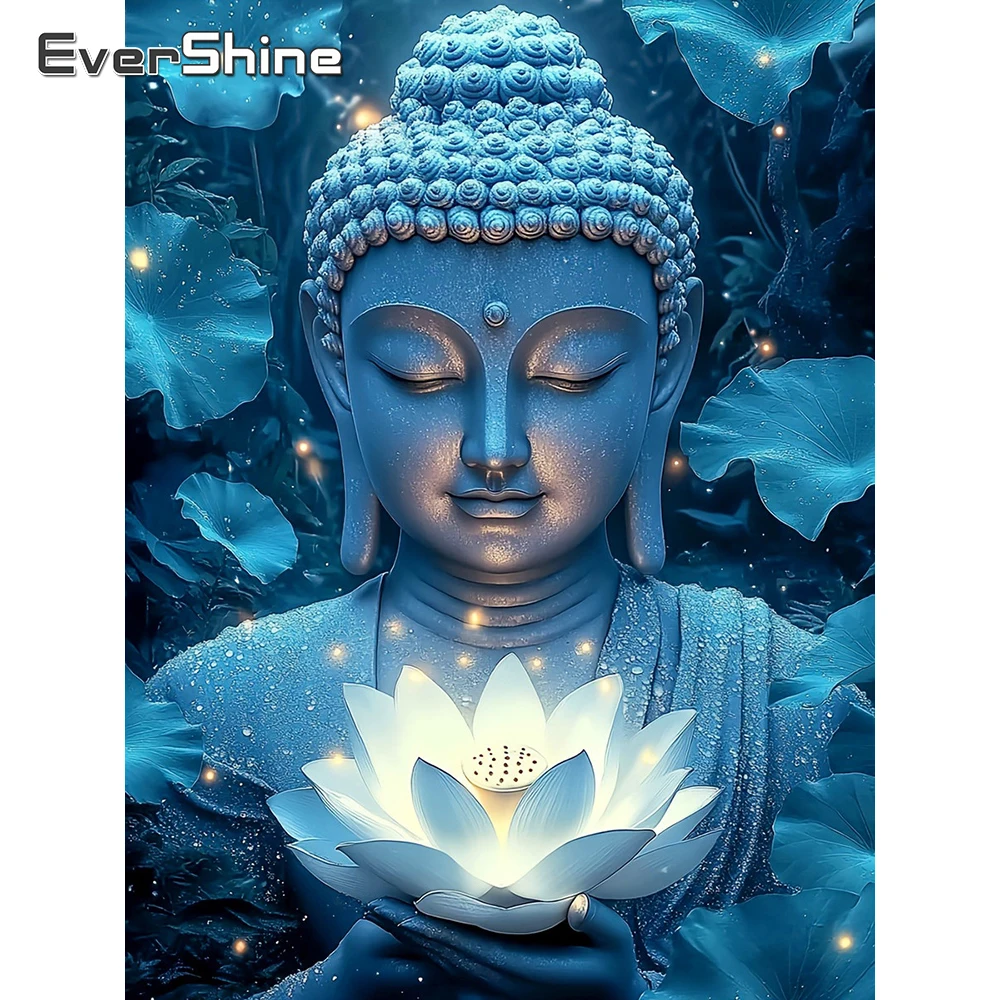 EverShine Diamant-Mosaik Religiöse Figuren Vollquadratische Malerei Buddha-Porträt Bild Strass-Stickerei Lotus Wandkunst