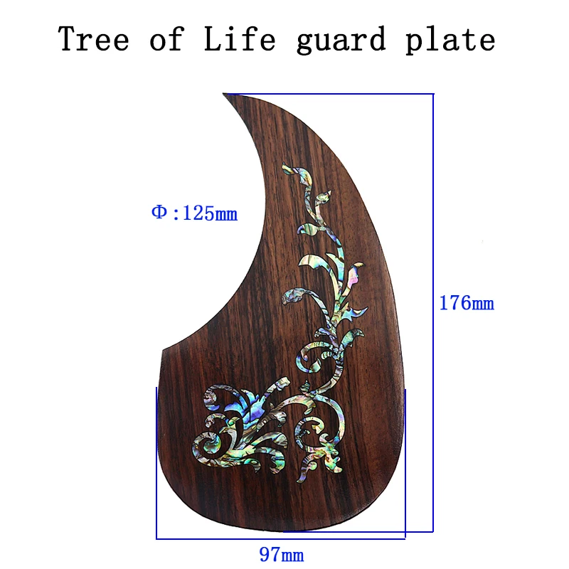 Acoustic Guitar Pickguard Rosewood inlaid with shell  Pattern Decorated Self-adhesive Pick Guard Sticker for Guitar Acc