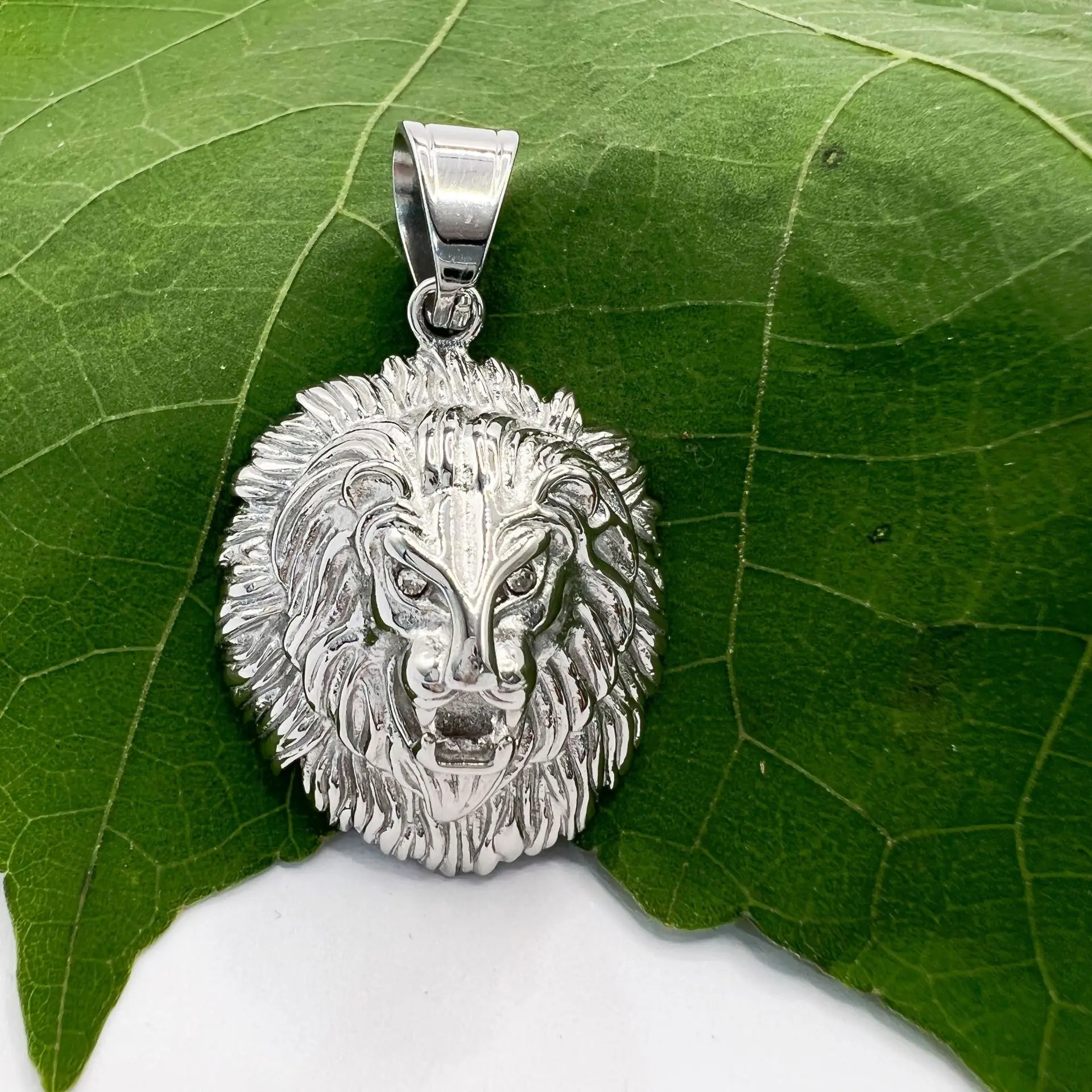 HIP hop Lion Head Pendant Necklaces Men\'s Gold color Punk Animal Jewelry
