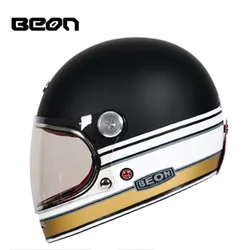 BEON Men's Women's Retro Full Face Motorcycle Helmet Motocross Motorcycle Running Helmets Capacete De Moto Casco Casque Cascos