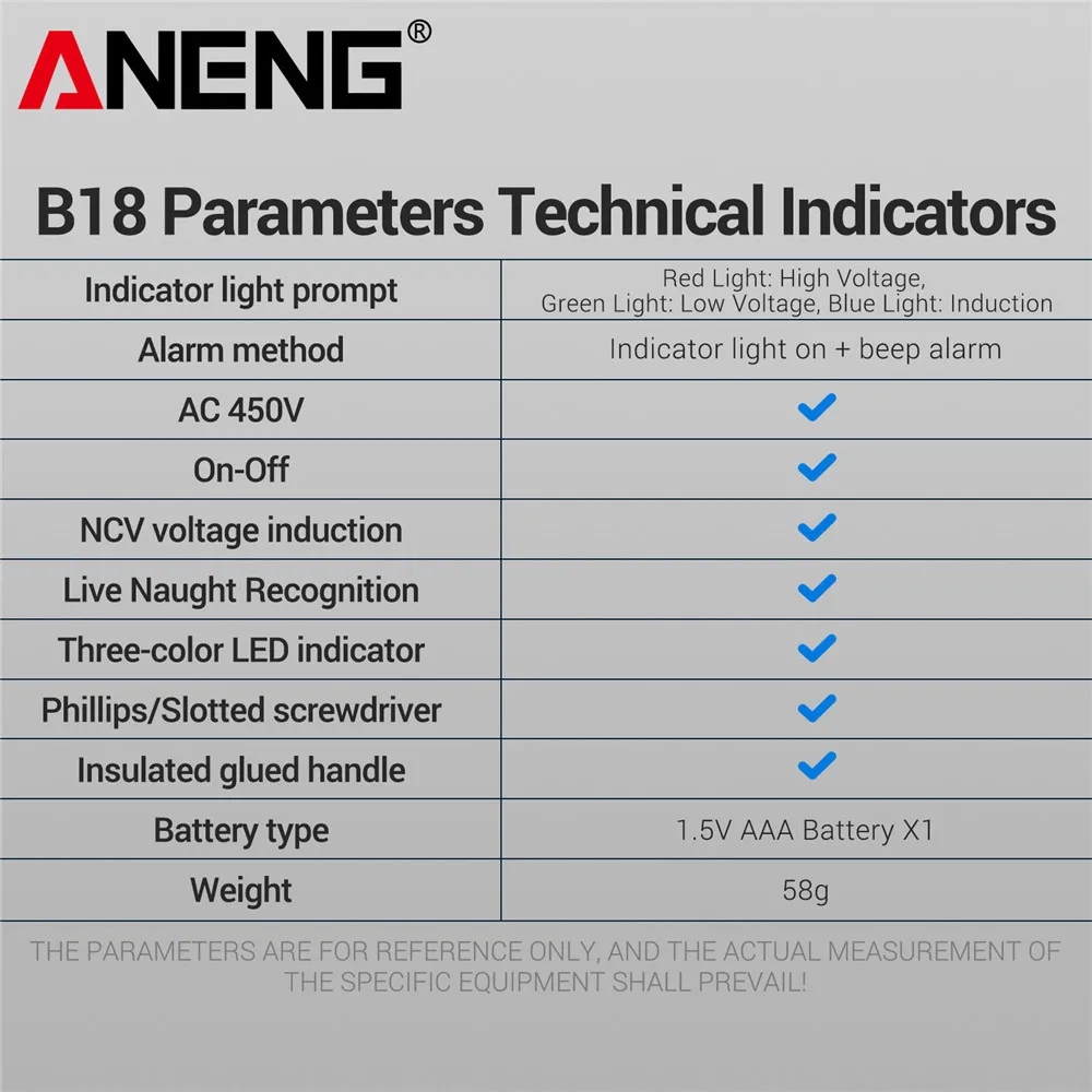 ANENG Highlight Voltage Test Pen Word/Cross Screwdriver Multi-functional NCV Voltage Induction Electrician Tester Pen Tools B18