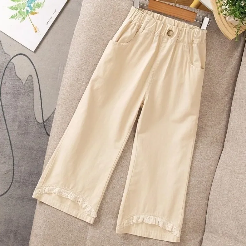 

Широкие прямые брюки для девочек, весна-осень 2026, повседневные, свободного кроя, для активного отдыха