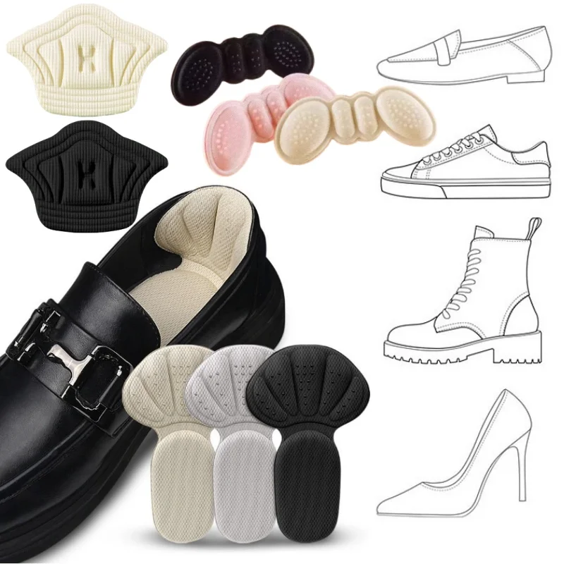 2/4 قطعة وسادة كعب الإسفنج أحذية رياضية منصات حماية الكعب الحذاء حجم المخفض نصف وسادة كعب إدراج T-شكل حذاء وسادة العناية بالقدم #4