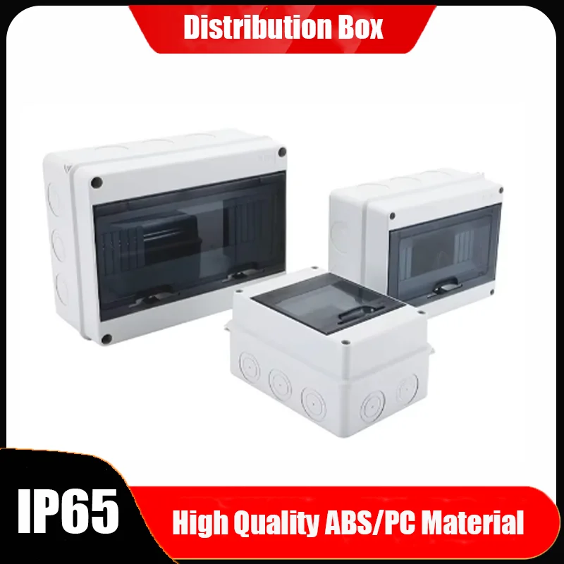 HL Series 5/8/12/15/18/24 Ways IP65 Waterproof Distribution Box Electrical Circuit Breaker PC ABS Plastic MCB Power Junction Box