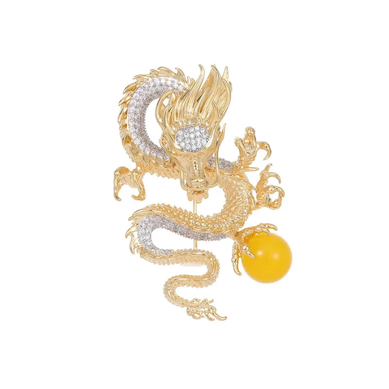 Luxurious Cubic Zirconia and Pearl Dragon Brooch for Women - Elegant and Stylish Jewelry, Charming Corsage Accessories and Gifts