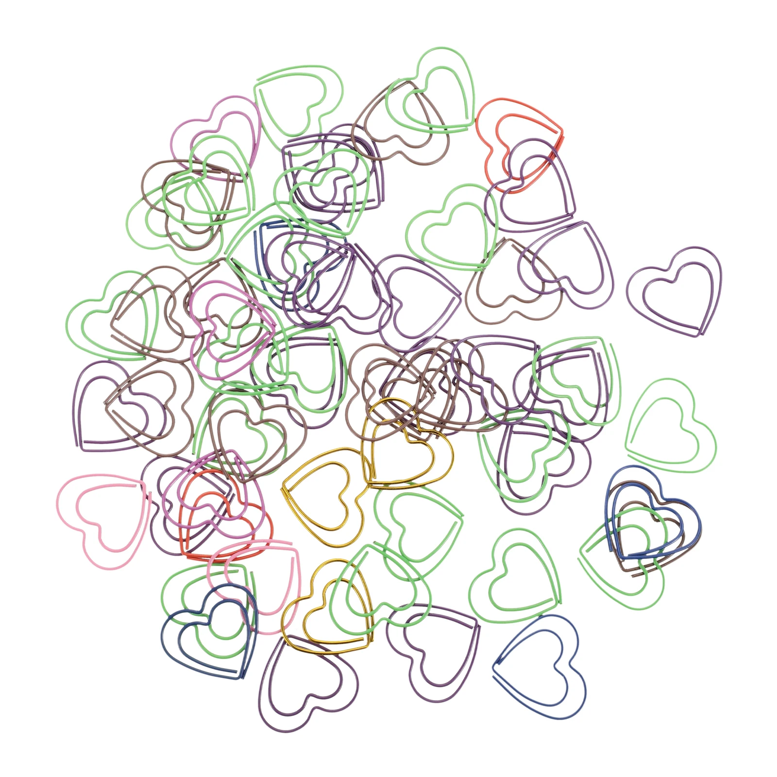

50 Pcs Heart Shaped Paper Clip Colorful Office School Supplies Metal Plastic Decorative Gifts Cute Accessories