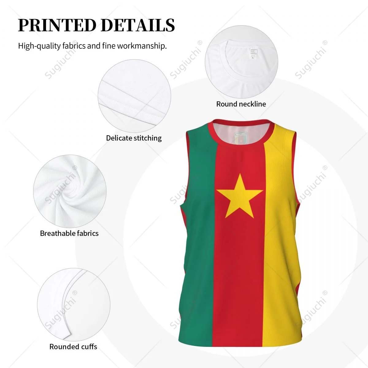 Cameroon Flag Men Basketball Sports Jersey Running Fitness Multifunction Sleeveless tshirt Exclusive Custom Name Nunber