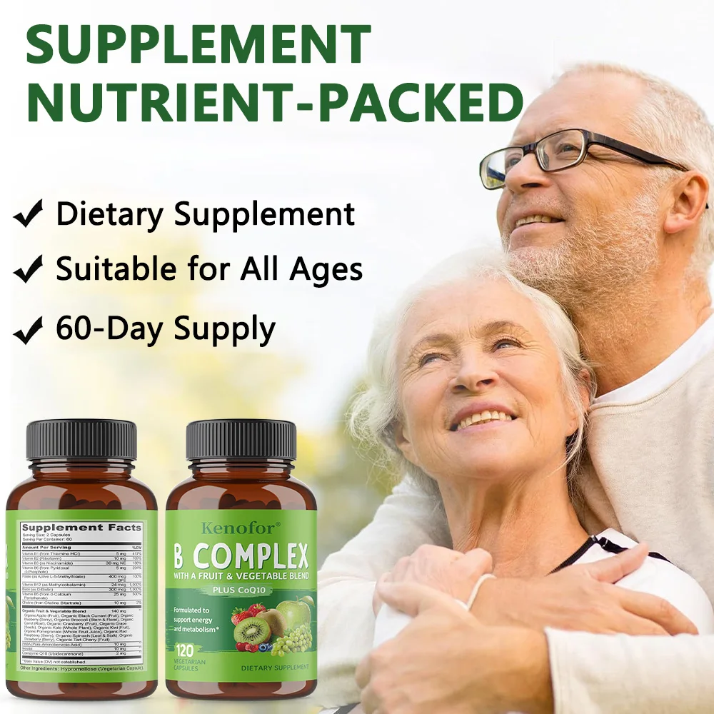 Vitamin B Complex Capsules, Support Energy Metabolism, Nervous System Wellness, Hair Skin Nail & Cardiovascular Maintenance